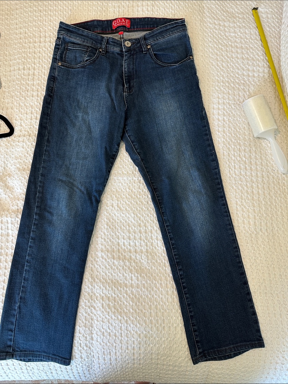GOAT Men's Dark Blue Straight-Leg Jeans